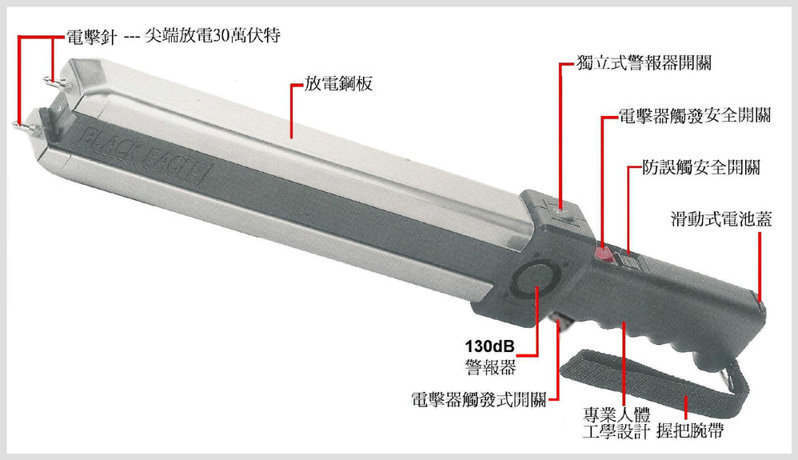 臺灣歐仕達黑鷹四用(扁金鋼)BE999XL電擊器 臺灣歐仕達黑鷹四用(扁金鋼)BE999XL電擊器